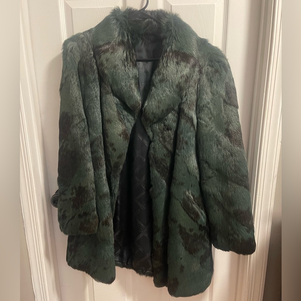 Chic Forest Green Faux Fur Teddy Jacket